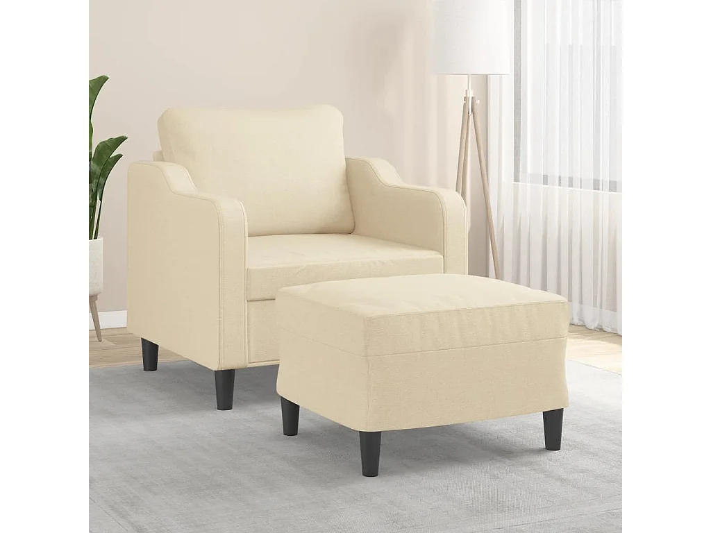 Fauteuil avec repose-pied Crème 60 cm Tissu