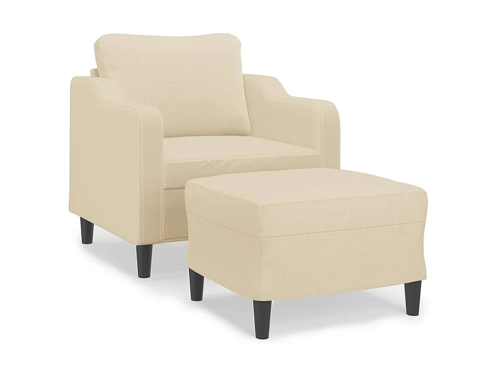 Fauteuil avec repose-pied Crème 60 cm Tissu