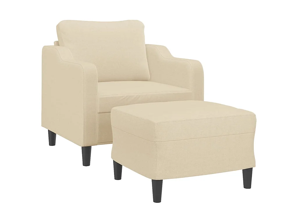 Fauteuil avec repose-pied Crème 60 cm Tissu