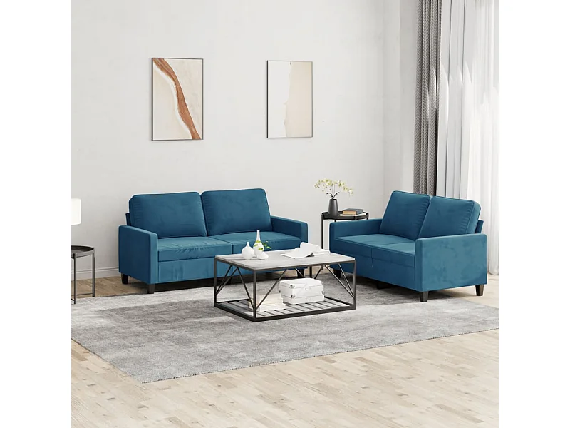 2-delige bankstel met kussens Blue Velvet