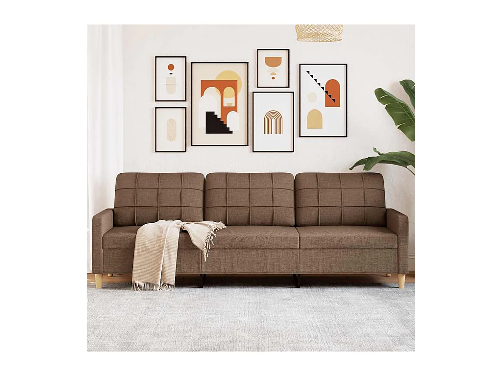 Divano 3 posti Marrone 210 cm Tessuto