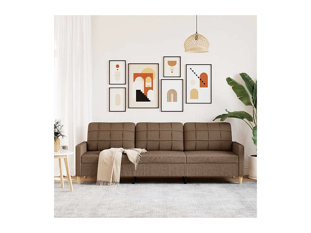 Divano 3 posti Marrone 210 cm Tessuto