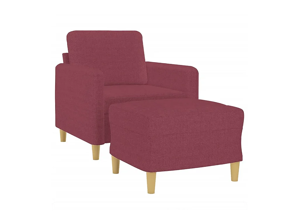 Poltrona con poggiapiedi Rosso bordeaux 60 cm Tessuto