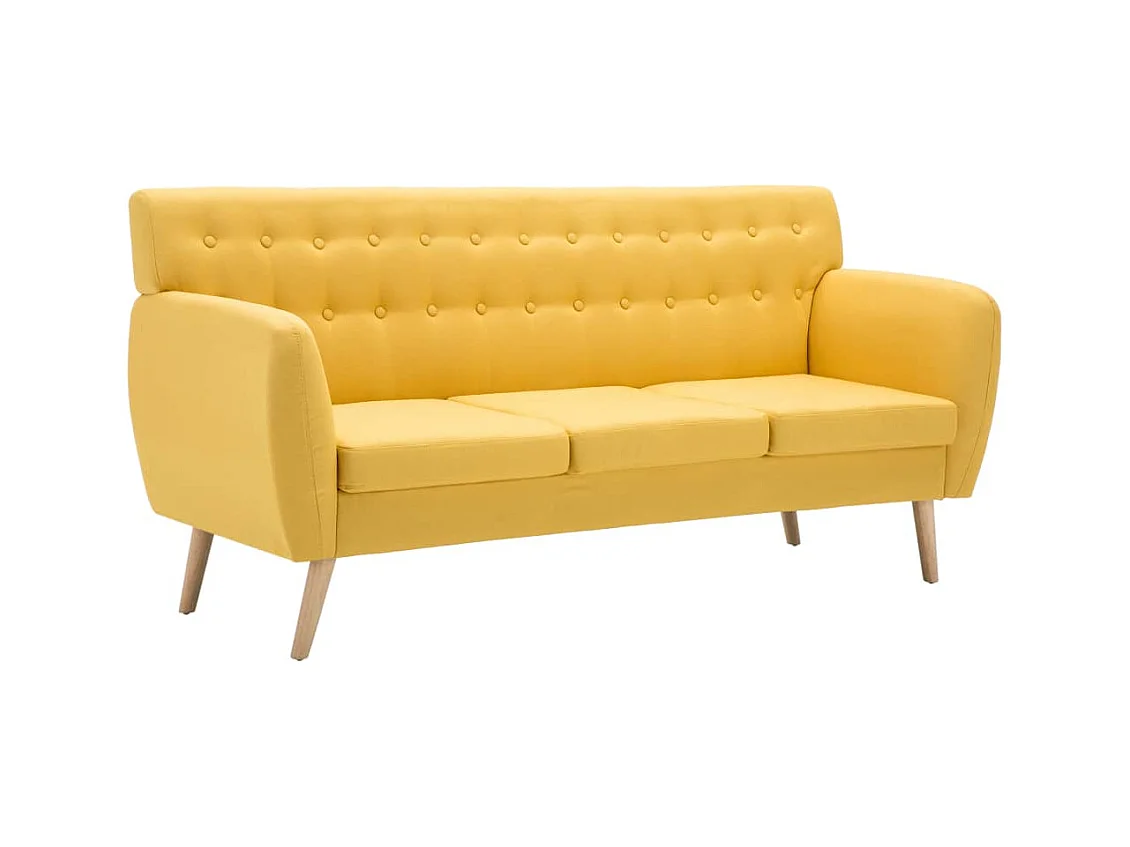 3-zitsbank met stoffen bekleding 172x70x82 cm geel