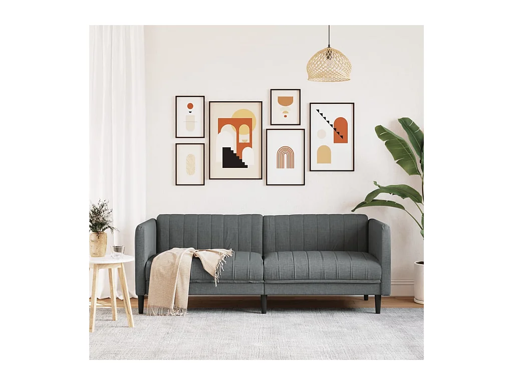 Sofá de 3 plazas de tela gris oscuro