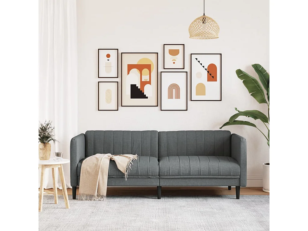Sofá de 3 plazas de tela gris oscuro