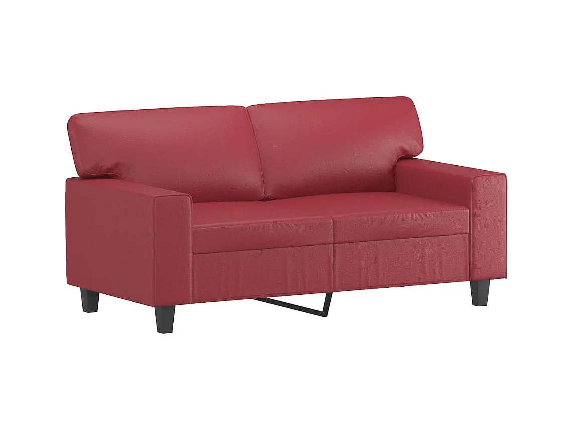 2-teiliges Sofa-Set in burgunderrotem Kunstleder