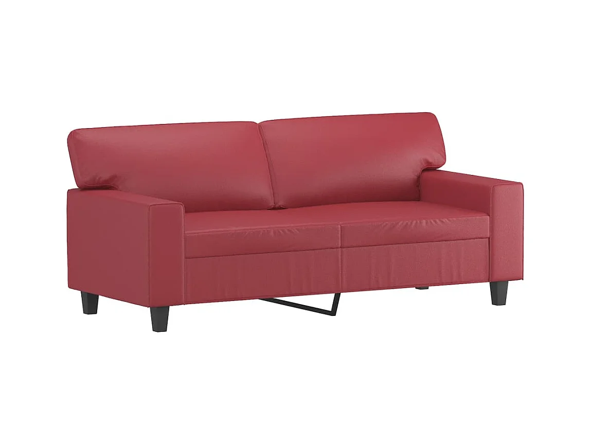 2-teiliges Sofa-Set in burgunderrotem Kunstleder