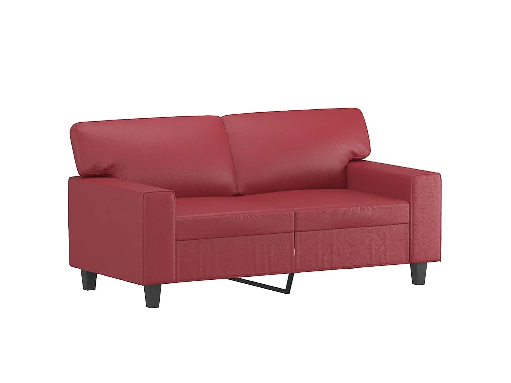 2-teiliges Sofa-Set in burgunderrotem Kunstleder