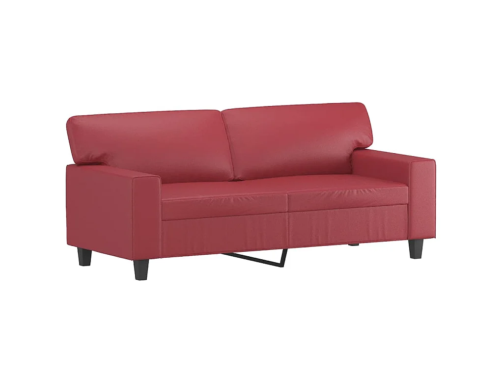 2-teiliges Sofa-Set in burgunderrotem Kunstleder