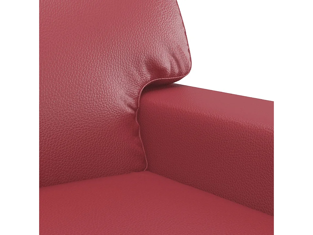 2-teiliges Sofa-Set in burgunderrotem Kunstleder