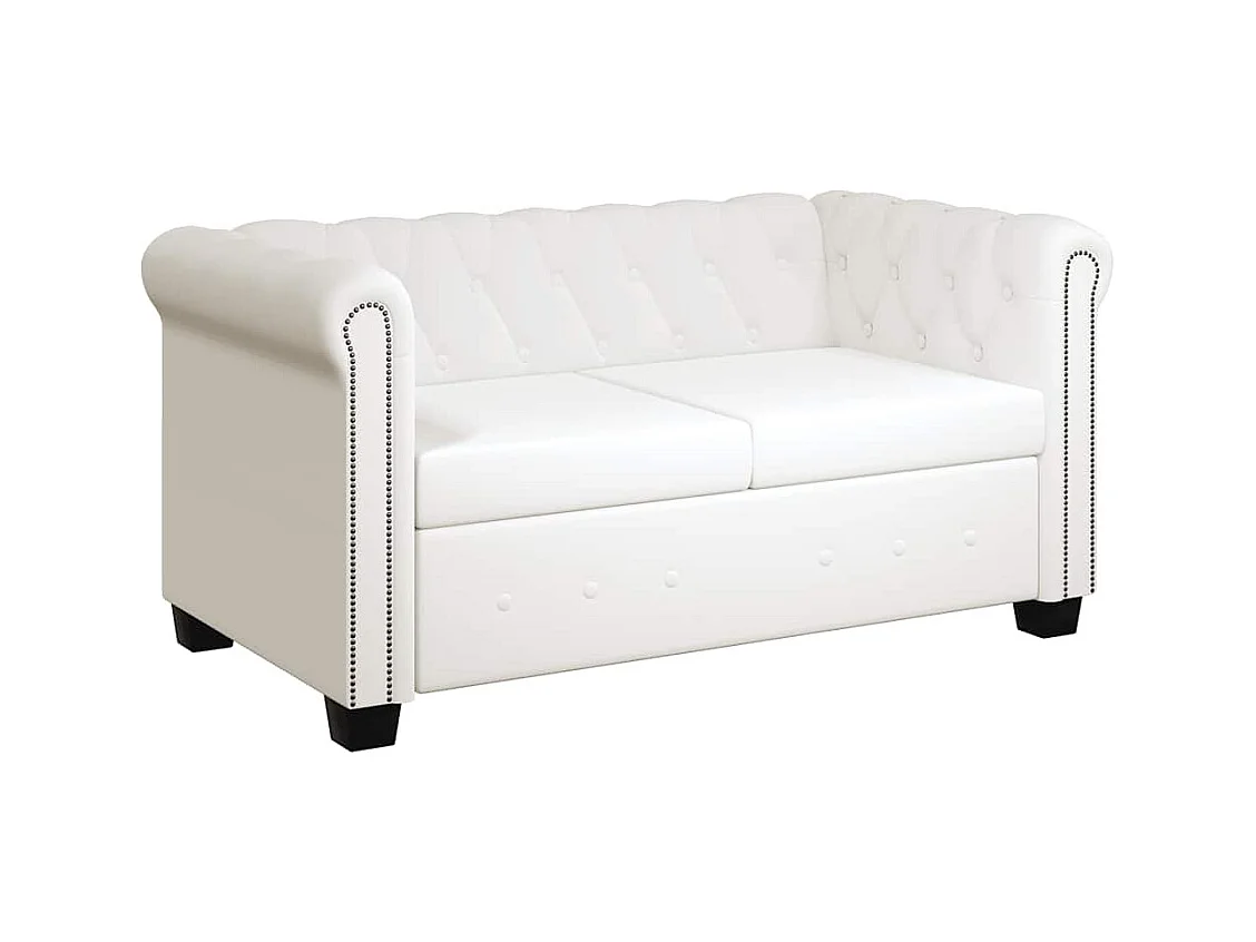 Divano Chesterfield a 2 posti in pelle sintetica bianca