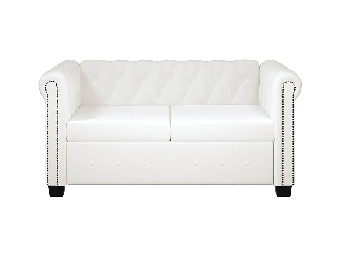 Divano Chesterfield a 2 posti in pelle sintetica bianca