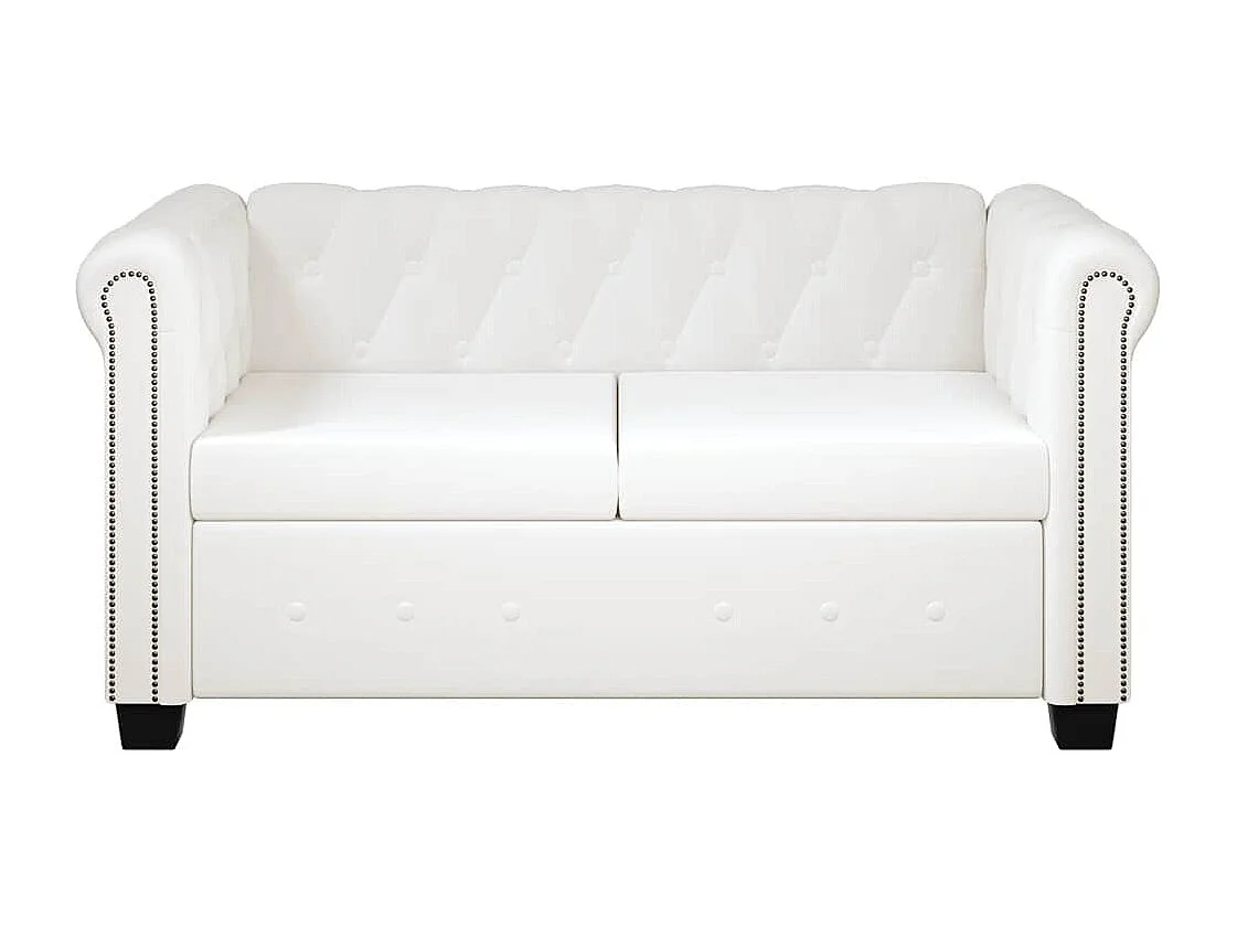 Sofá Chesterfield de 2 plazas en piel sintética blanca