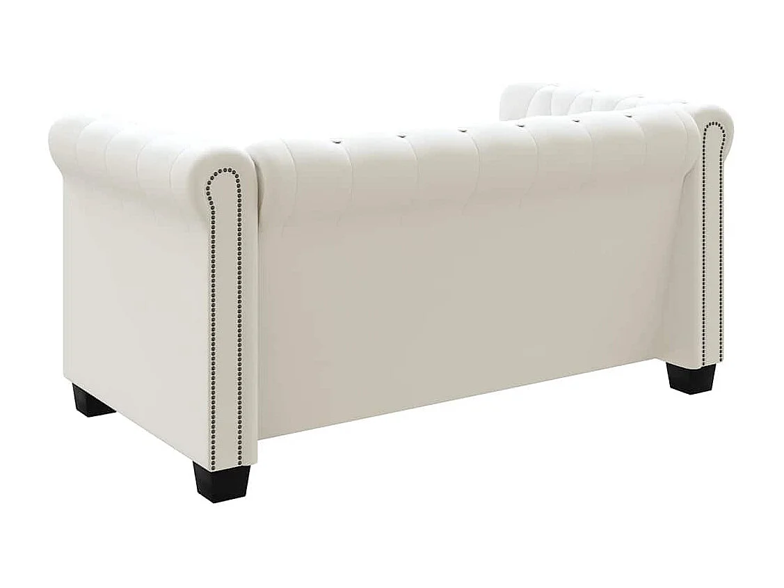 Sofá Chesterfield de 2 plazas en piel sintética blanca