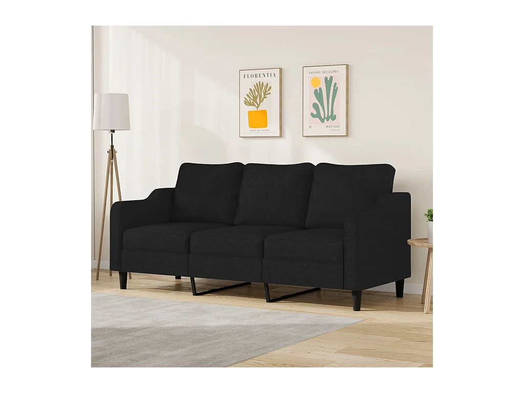 Divano 3 posti Nero 180 cm Tessuto