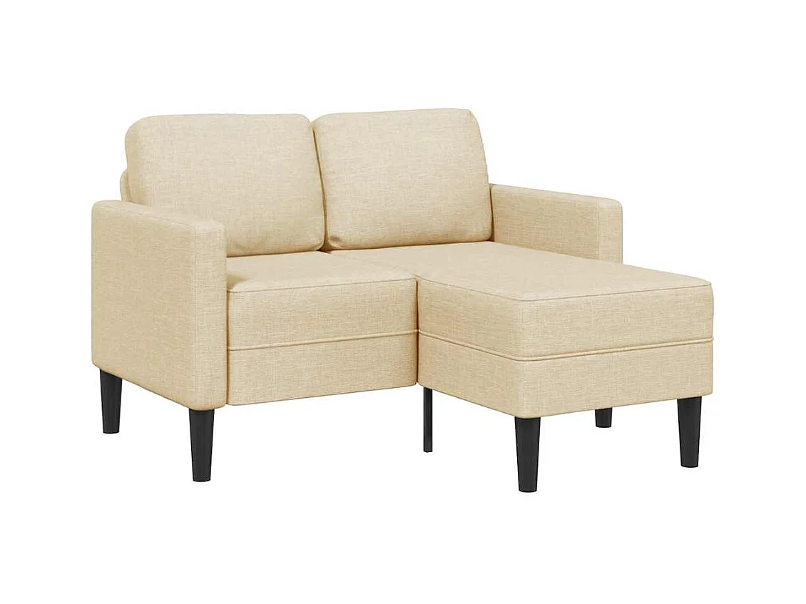 Canapé 2 places avec méridienne en L crème 125 cm tissu