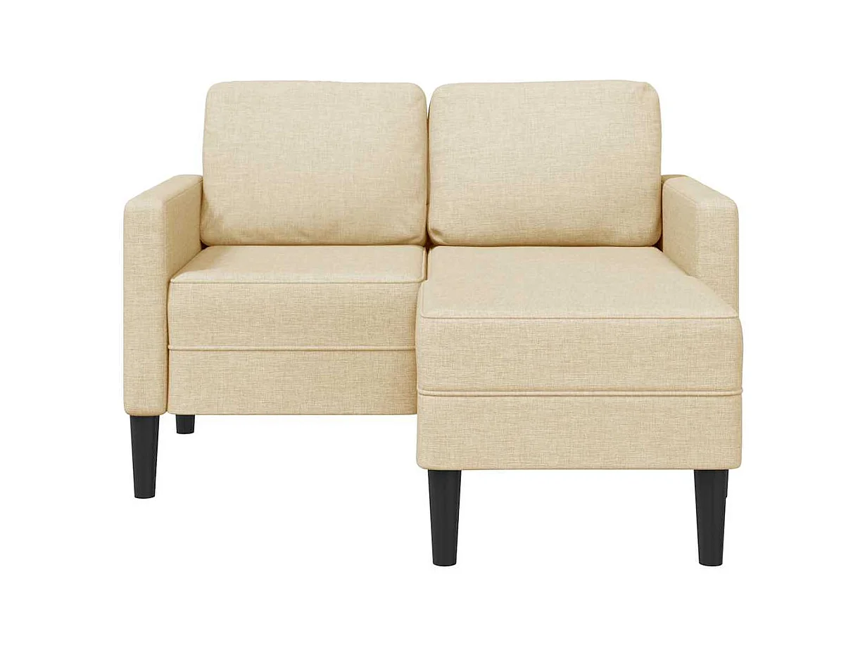 Canapé 2 places avec méridienne en L crème 125 cm tissu