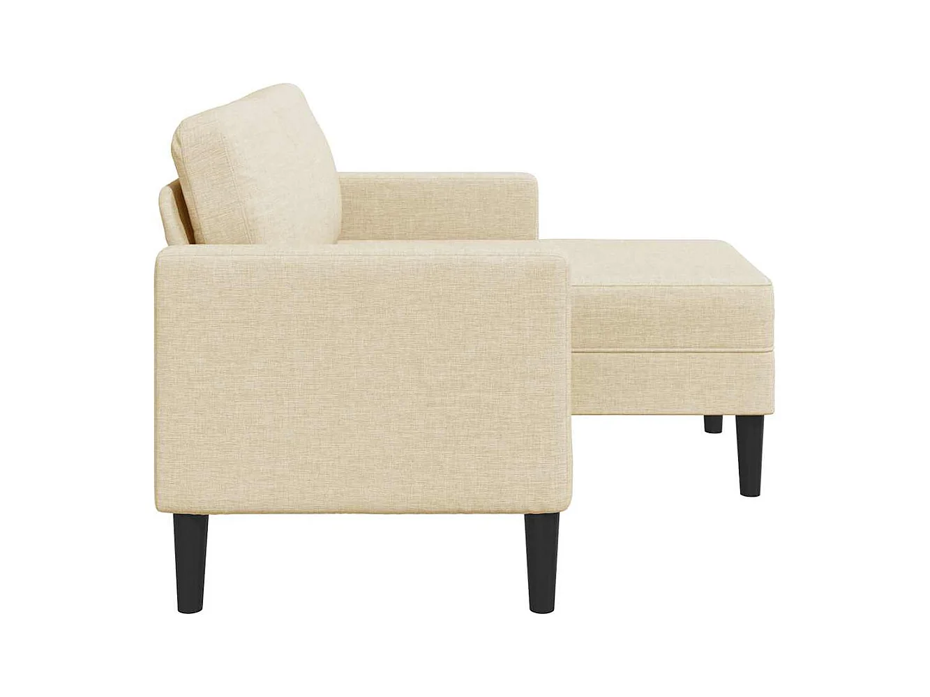 Canapé 2 places avec méridienne en L crème 125 cm tissu