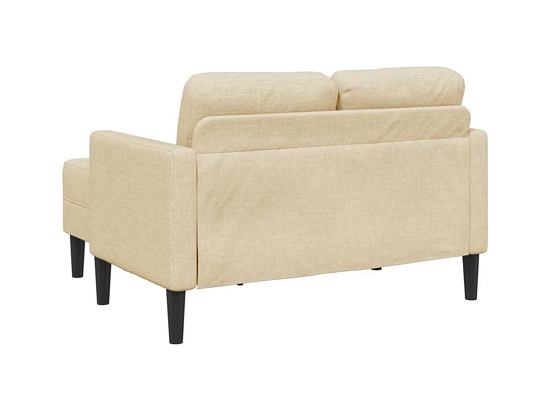 Canapé 2 places avec méridienne en L crème 125 cm tissu