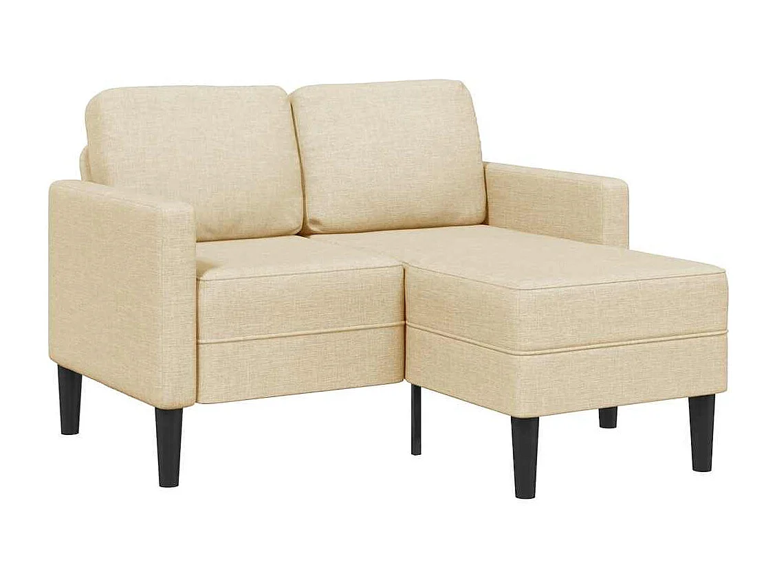 2-zitsbank met L-vormige chaise longue crème 125 cm stof