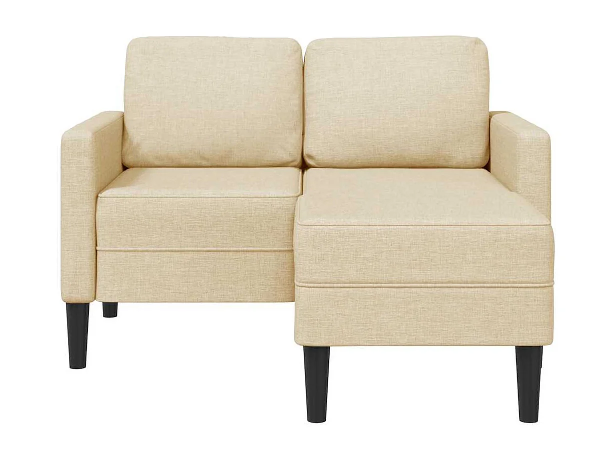 2-zitsbank met L-vormige chaise longue crème 125 cm stof