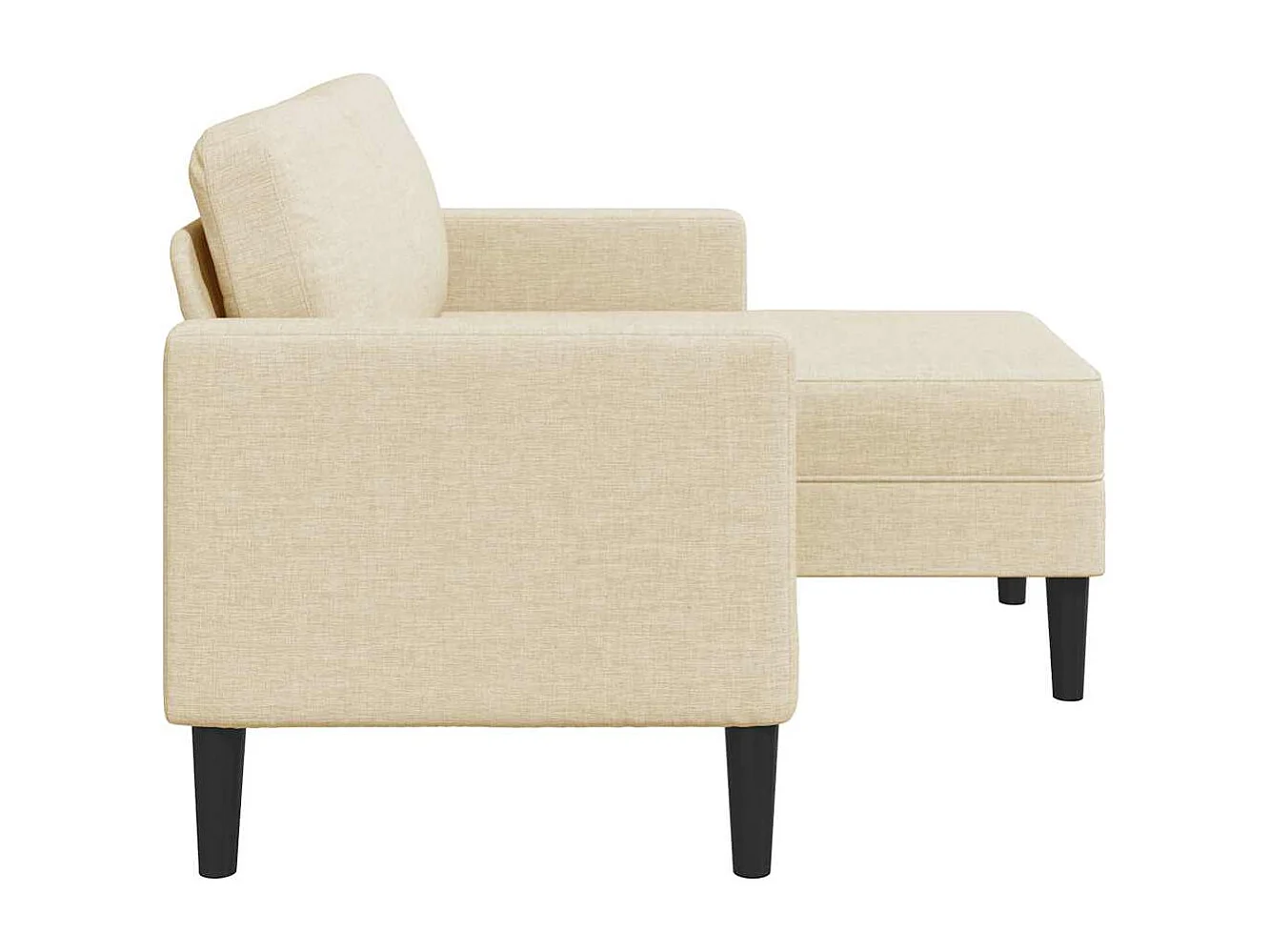 2-zitsbank met L-vormige chaise longue crème 125 cm stof