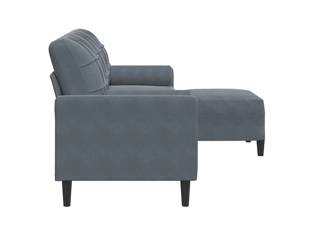 Divano 3 posti con poggiapiedi Grigio scuro 210 cm Velluto