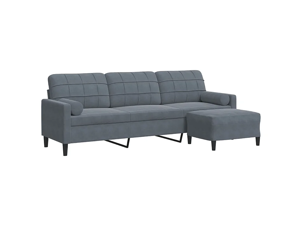 3-Sitzer-Sofa mit Fußhocker Dunkelgrau 210 cm Samt
