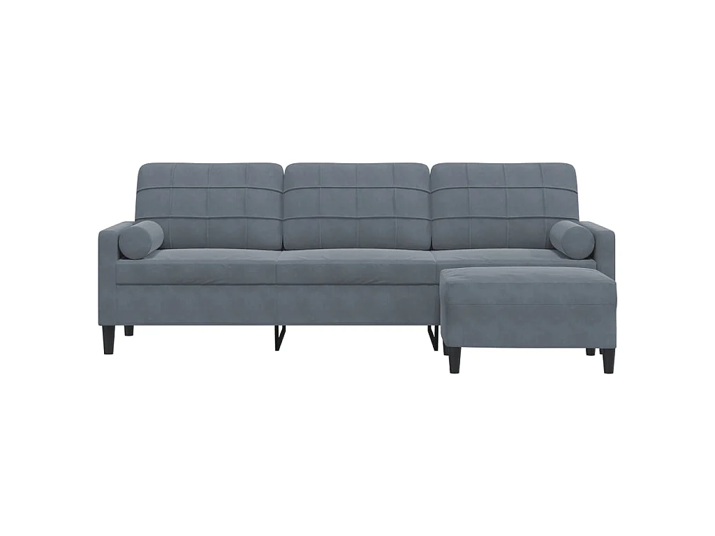 3-Sitzer-Sofa mit Fußhocker Dunkelgrau 210 cm Samt