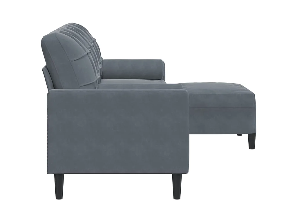 3-Sitzer-Sofa mit Fußhocker Dunkelgrau 210 cm Samt