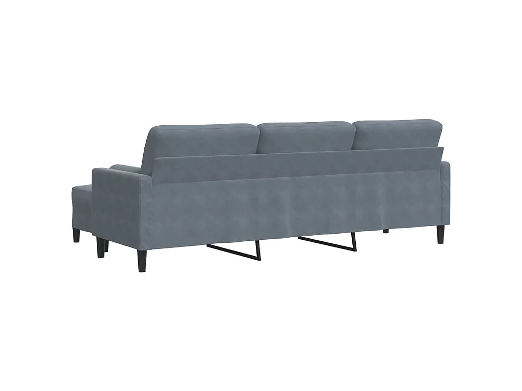 3-Sitzer-Sofa mit Fußhocker Dunkelgrau 210 cm Samt