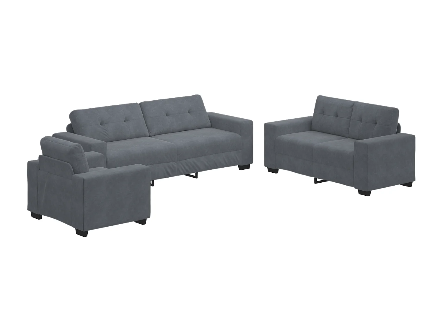 Ensemble de Canapés 3 pcs Gris 221 x 78 x 80 cm Velours