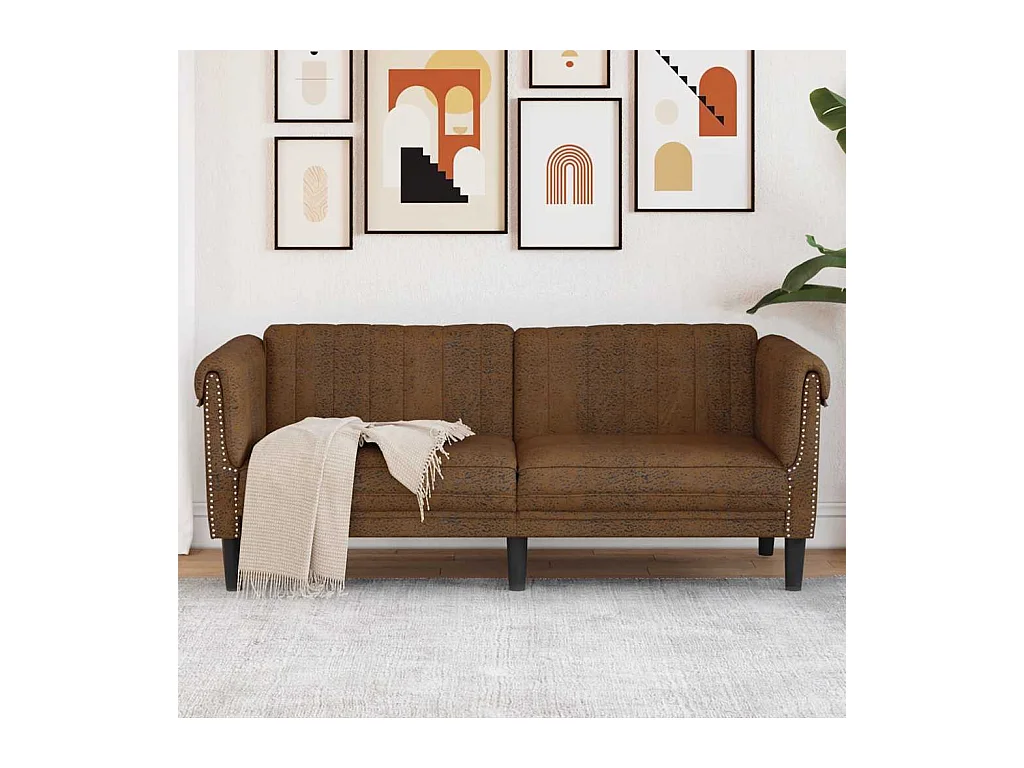 Braunes 2-Sitzer-Sofa aus Wildlederimitat