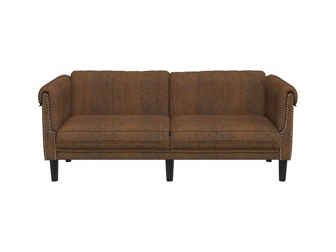 Braunes 2-Sitzer-Sofa aus Wildlederimitat