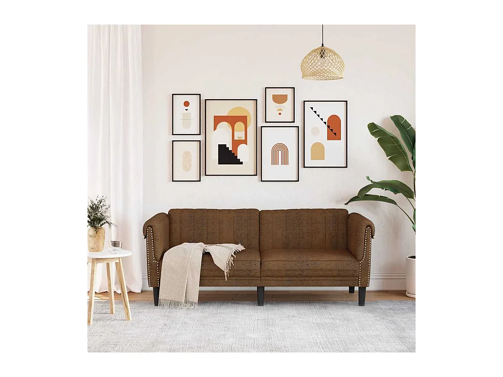 Braunes 2-Sitzer-Sofa aus Wildlederimitat