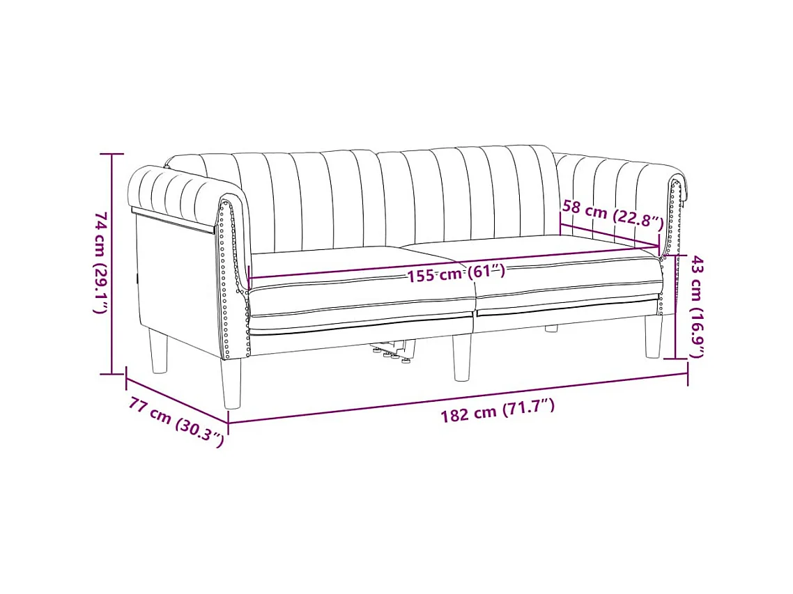 Braunes 2-Sitzer-Sofa aus Wildlederimitat