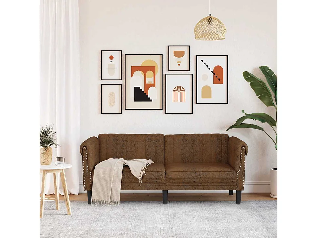 Sofá de 2 plazas de ante sintético marrón