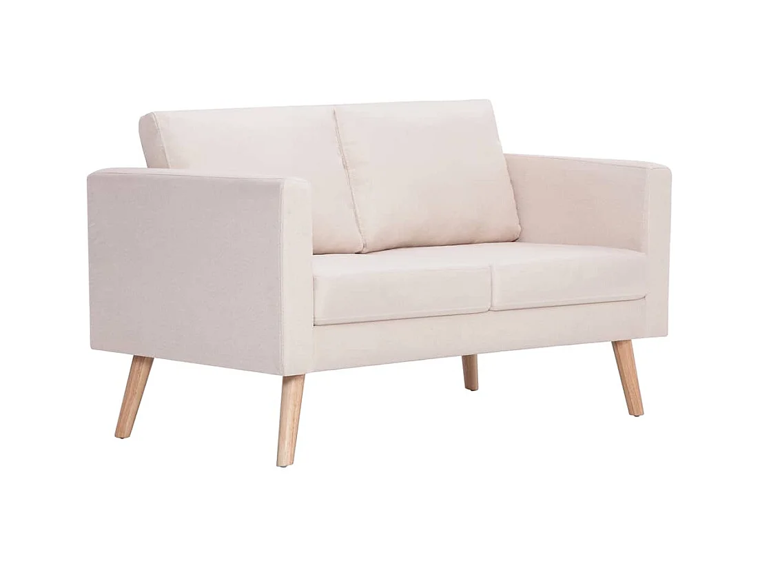 2-delige bankstel in crèmekleurige stof