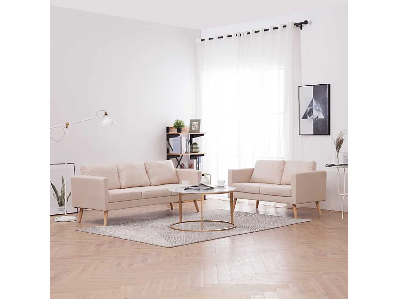 Conjunto de sofá de 2 piezas en tela color crema