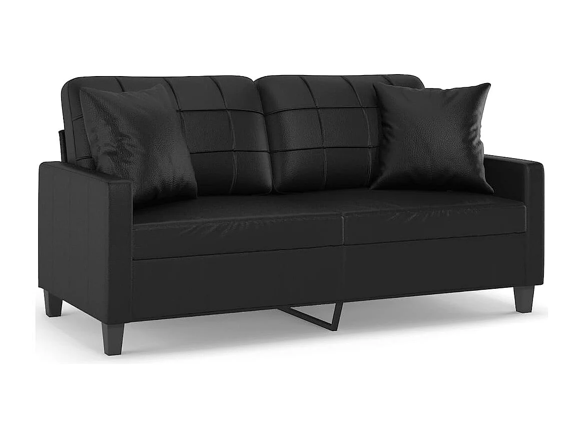 2-zitsbank met sierkussens zwart 140cm kunstleer