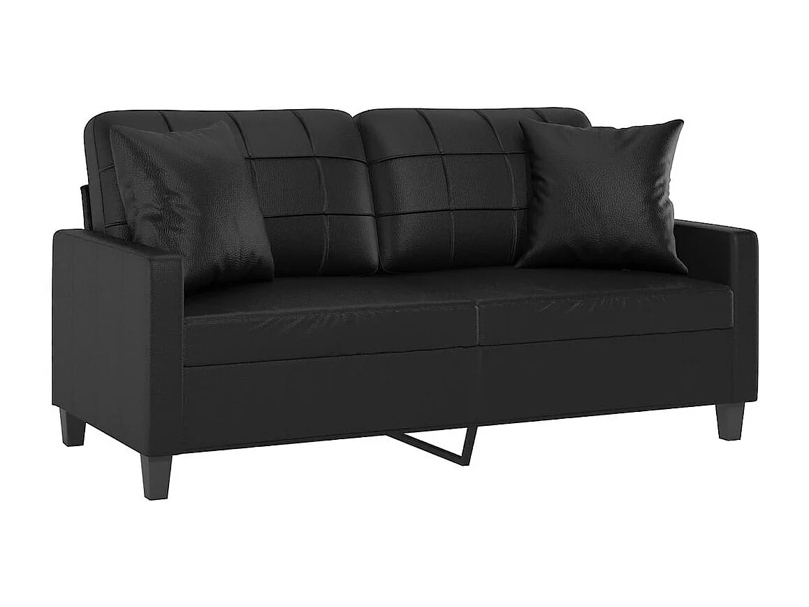 2-zitsbank met sierkussens zwart 140cm kunstleer