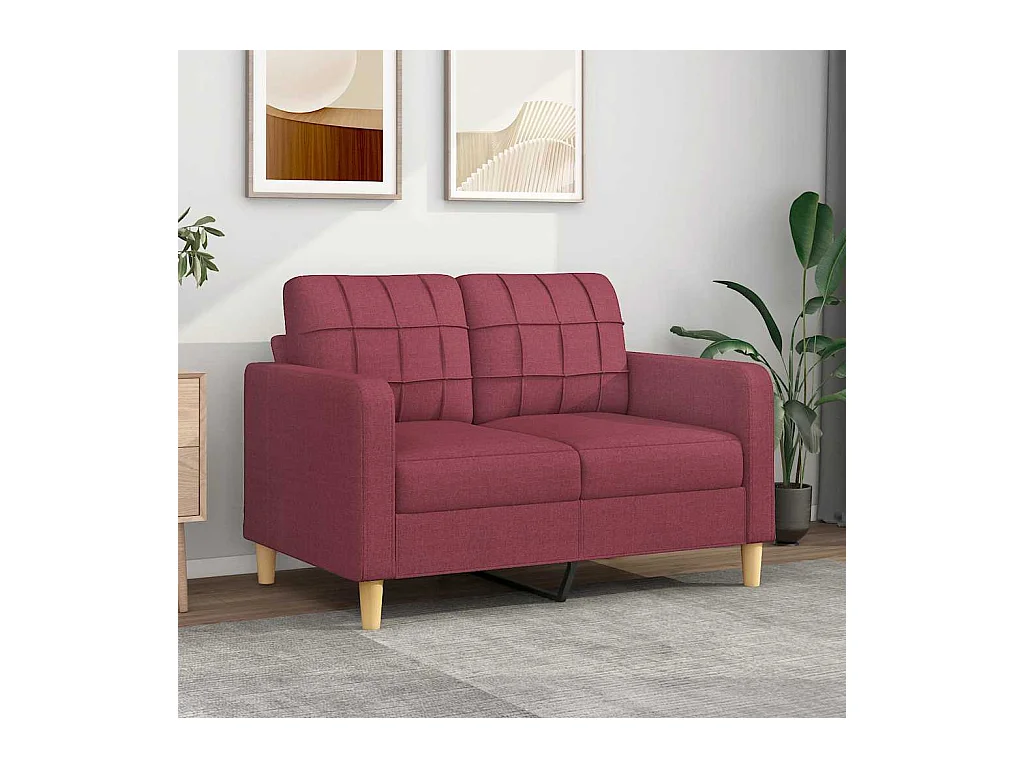 Divano 2 posti rosso bordeaux 120 cm Tessuto