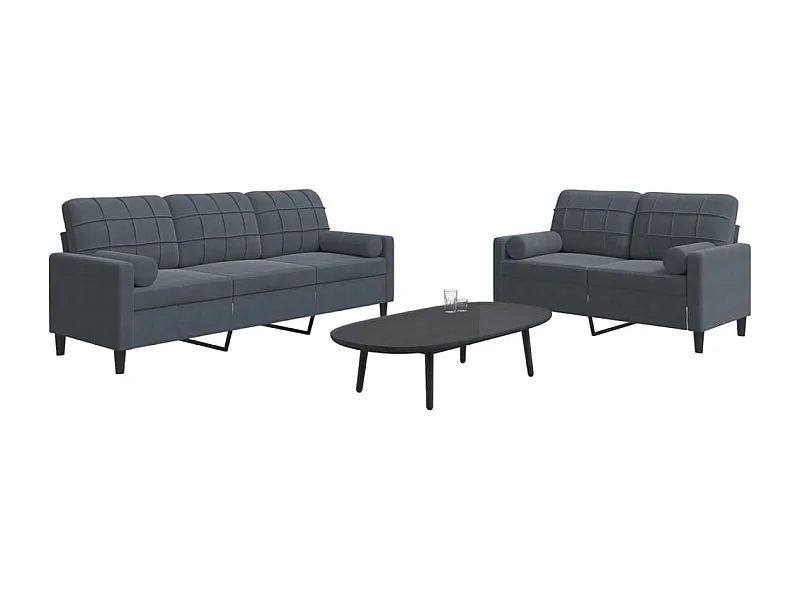 Conjunto de sofá de 2 piezas con cojines y almohadones de terciopelo