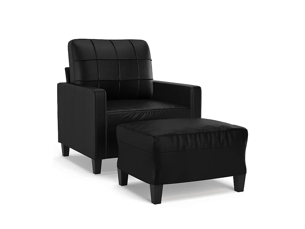 Sillón con reposapiés Negro 60 cm Piel sintética