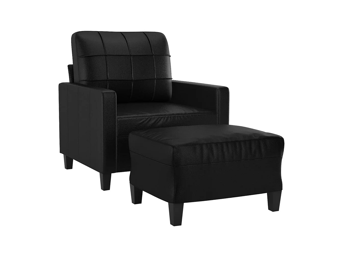 Sillón con reposapiés Negro 60 cm Piel sintética