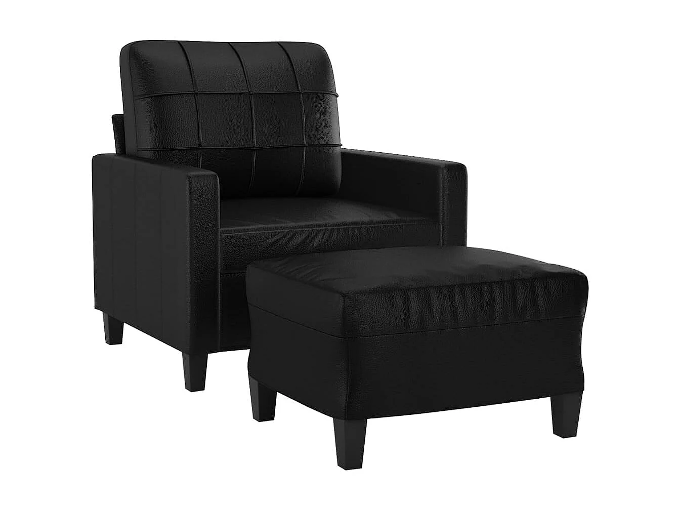 Sillón con reposapiés Negro 60 cm Piel sintética