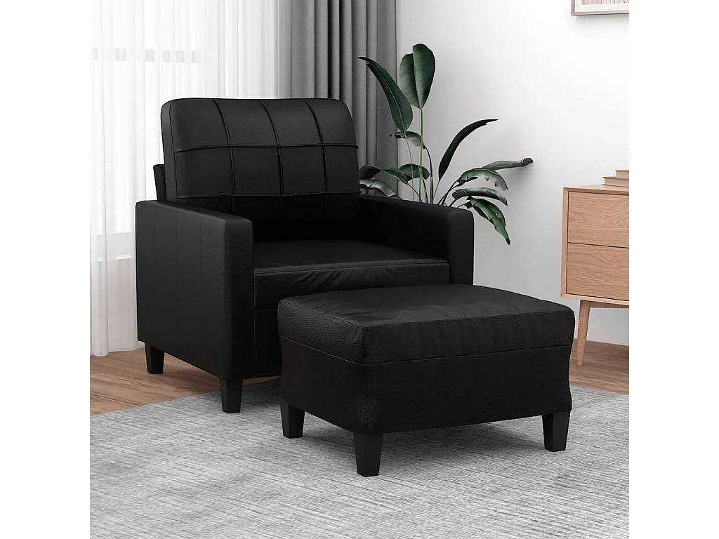 Sessel mit Fußstütze Schwarz 60 cm Kunstleder