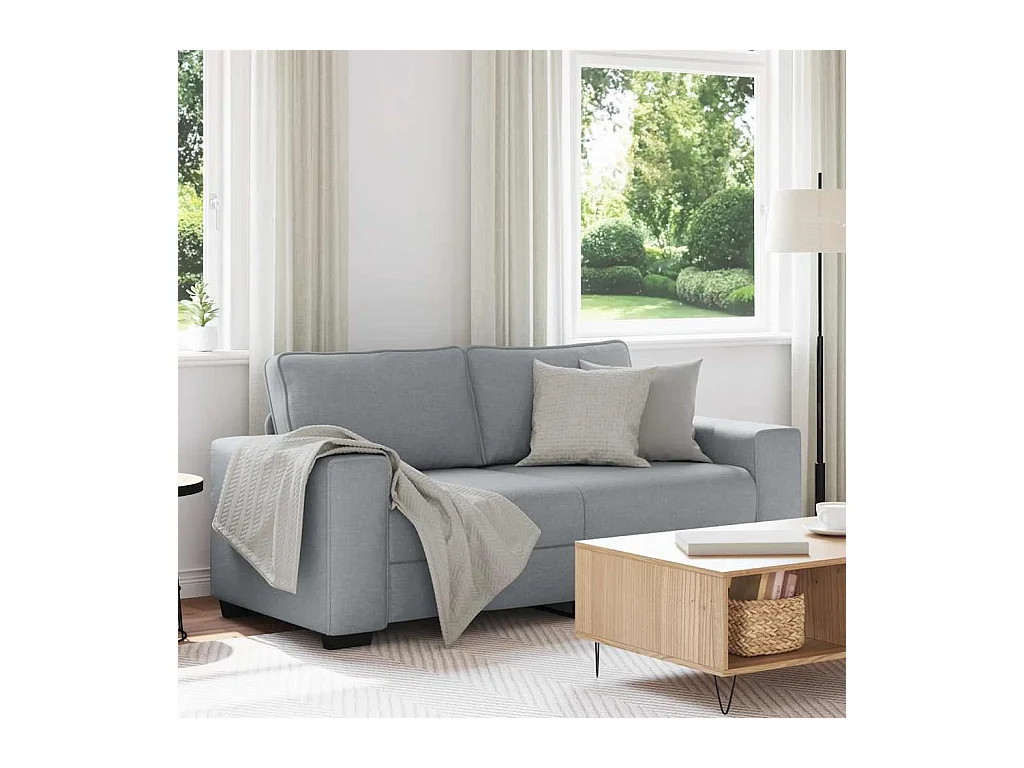 Canapé à 2 places gris clair 140 cm tissu
