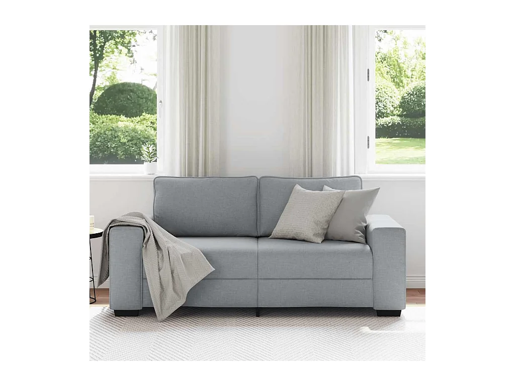 Canapé à 2 places gris clair 140 cm tissu